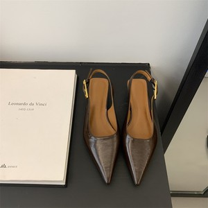 <span class=keywords><strong>Zapatos</strong></span> de tacón bajo con punta en pico y tira trasera de <span class=keywords><strong>charol</strong></span>, estilo minimalista metálico, para <span class=keywords><strong>mujer</strong></span>, venta al por mayor. - Product Image 5