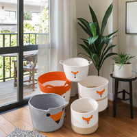 Panier de rangement domestique moderne, écologique et durable, en corde de coton tressée, forme cylindrique, motif renard, multifonctionnel, gain de place, pour articles divers