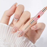 Ensemble de pinceaux à ongles best-seller en gros - 5 pièces, pinceaux à double tête en forme de cœur rose pour le nail art, dessin de lignes