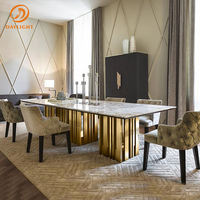 Ensemble table à manger ronde de luxe 12 places en marbre design en métal