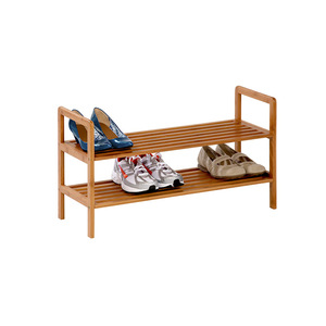 2-tier Bamboo Shoe Rack Shoe Storage Cabinet Environmentally Friendly Fits 6-8 Shoes