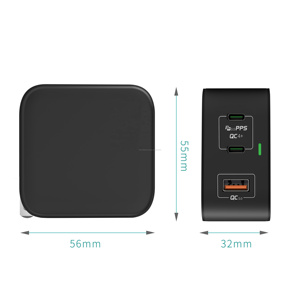 USB <span class=keywords><strong>C</strong></span> Chargeur Mural-GaN 65W Type <span class=keywords><strong>C</strong></span> PD Adaptateur secteur-Trois Ports Compatible - Product Image 3