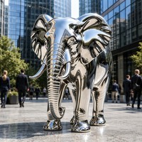 Maßgefertigte Moderne Minimalistische Outdoor-Platz-Spiegel-Polierte Edelstahl-Elefanten-Skulptur, Edelstahl-Skulpturen