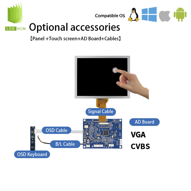 Industrial Grade 8 Inch Innolux EJ080NA-05B 800x600 SVGA 50pins LCD Module Display Screen TFT LCD Panel