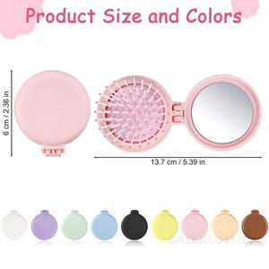 Peine pequeño de airbag plegable con logotipo personalizado con espejo de maquillaje DIY Cute Girl Cojín Peine de masaje de cabeza y espejo todo en uno - Product Image 2
