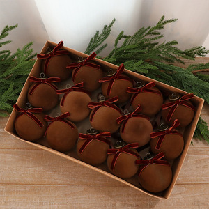 Pasokan Langsung Pabrik Grosir Bola Natal Plastik Berlapis Elektro Vintage Set Bola Natal Beludru untuk Dekorasi Gantungan Pohon Natal - Product Image 3