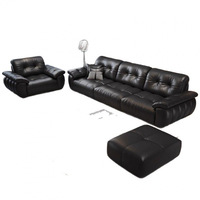 Ensemble de canapés en cuir véritable de style italien, série Yunman, canapé classique pour salon, luxe léger, minimaliste, en cuir de vache