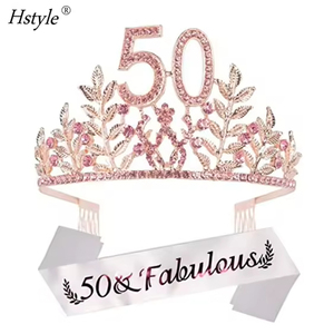 Hstyle superventas 6th 18th Birthday Tiara y Sash 18th Fabulous Sash y Crystal Tiara Decoraciones de <span class=keywords><strong>cumpleaños</strong></span> para niñas - Product Image 5