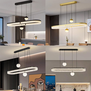 Lustre moderne de luxe rectangulaire en acrylique avec lumières sphériques pour salle à manger, cloche botanique, éclairage décoratif - Product Image 6