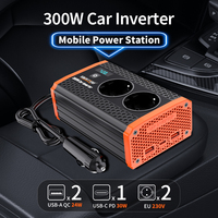 SHiOUMAO Onduleur portable à onde sinusoïdale modifiée monophasé 12V vers 230V 300W DC vers AC pour camping et voiture