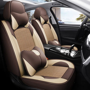 Venta al por mayor de fabricante directo, gran oferta, piel de dibujos animados, seda helada, juego de cojines para asiento de coche, tipo frontal hecho de material de cuero, red roja - Product Image 6