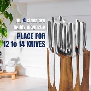 360 °   Support magnétique rotatif <span class=keywords><strong>pour</strong></span> <span class=keywords><strong>couteaux</strong></span> en bois d'acacia fin, grande capacité <span class=keywords><strong>pour</strong></span> ranger les <span class=keywords><strong>couteaux</strong></span> et les ustensiles - Product Image 2