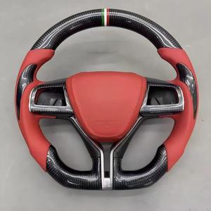 Volante de Fibra de Carbono Personalizado con Cuero Rojo y Anillo con la Bandera Italiana para Maserati Ghibli <span class=keywords><strong>Levante</strong></span> GT Quattroporte - Product Image 3