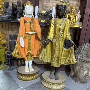تمثال برونزي ريترو من بوذا عرض من الفايبرجلاس للمناطق الداخلية والخارجية بحجم كبير تمثال ديني من تايلاند لشخصية بوذا جالسة زين