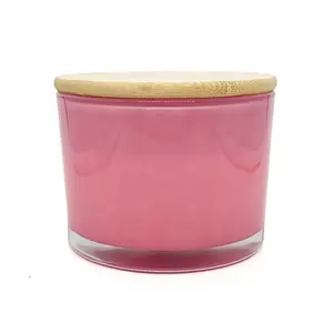 A06P芳香疗法香味大豆罐蜡烛持久粉色玻璃罐蜡烛家居香水