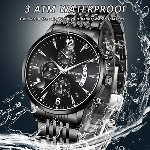 Reloj de Pulsera de Cuarzo Cronógrafo de Moda para Hombre Sanda 1165, 3 Esferas 6 Agujas, Esfera Luminosa Resistente al Agua, Reloj Casual para Uso Diario - Product Image 4
