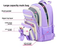Nouveau Sac à Dos Scolaire Transfrontalier en Polyester de Haute Qualité, Sac Simple, Vente en Gros d'Usine, Ensemble de Trois Pièces (Sac à Dos, Sac Repas, Trousse), Respirant