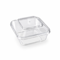 Vente en gros d'usine 200ml carré P.S. Boîte à dessert en plastique avec couvercle, gobelet à crème glacée, boîte à collation, bol à dessert transparent de qualité alimentaire