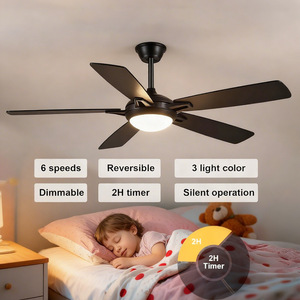 Modern <b>Ceiling</b> Fan With <b>Light</b> 5 Blades 6 Speed <b>Remote</b> <b>Control</b> LED Dimmable For Bedroom Living Room - Product Image 1
