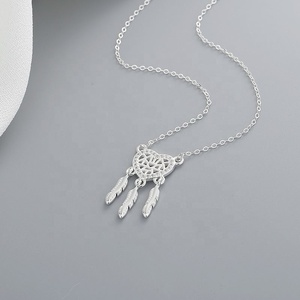 Collier Pendentif Attrape-rêves en Argent Sterling 925 Pur avec Zircon Cubique et Chaîne Croix, Bijou Tendance pour Femme - Product Image 2
