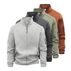 Wholesale <b>Men's</b> Fleece <b>Jackets</b> Full Zip Lightweight Casual Soft Warm Polyester/Cotton Raised Rubber Print with Pockets - Product Image 3