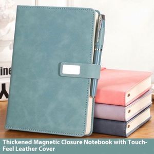 High-End A5 Thickened Portable Work <b>Journal</b> Notebook Magnetic Buckle Leather Office Meeting Record Book Thread Sewing for School - Product Image 2