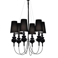 Luminaires modernes et simples pour hôtels et restaurants, lampes de chambre à coucher, luminaires créatifs pour salons, lustres suspendus multi-têtes en tissu, fer et PVC