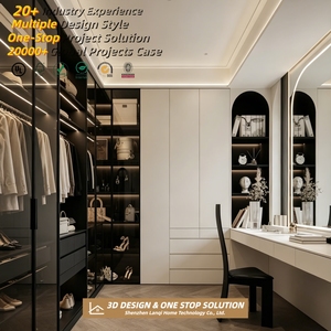 <span class=keywords><strong>Armadio</strong></span> Scorrevole Moderno Minimalista con Pannelli Bicolore e Mensole Espositive, Mobili su Misura Direttamente dalla Fabbrica <span class=keywords><strong>per</strong></span> Appartamenti USA - Product Image 3
