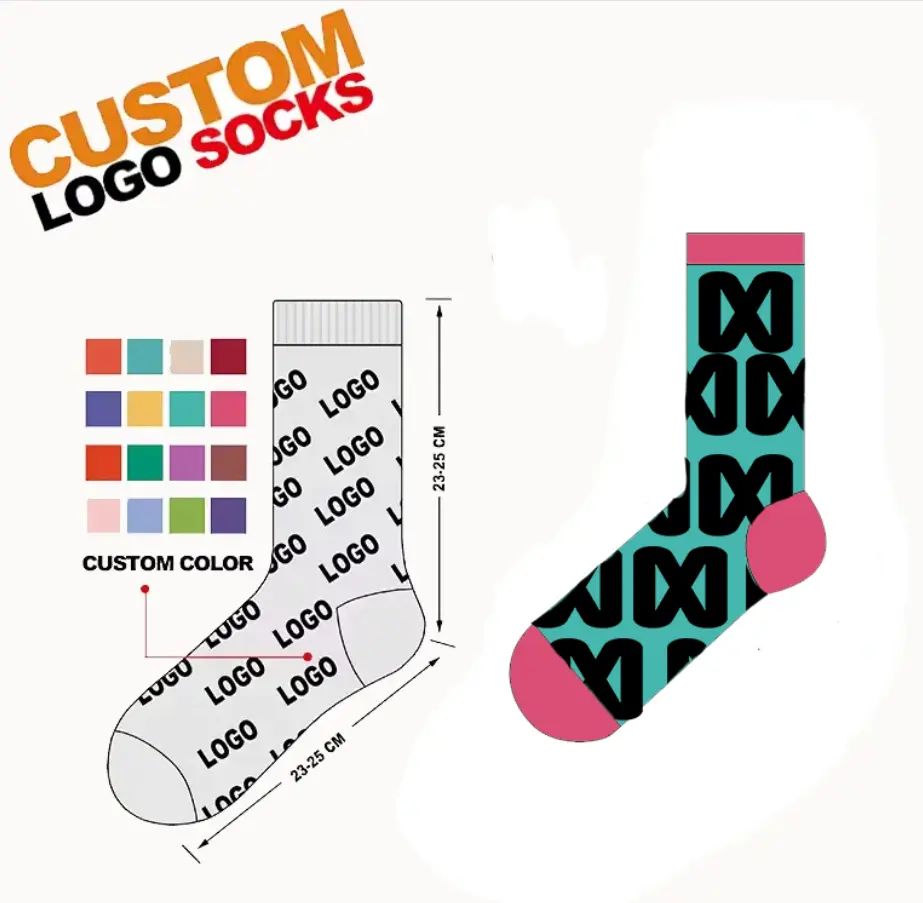 Wholesale custom socks design logo high quality fashion colorful interesting crew cotton women designer causal socks