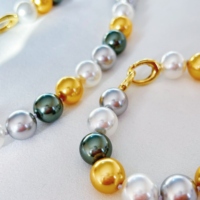 INS femmes Vintage mode ensemble de bijoux 12mm perle symphonie tricolore couleur mélangée Style classique pour la fête de fiançailles de mariage