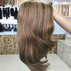 <span class=keywords><strong>Balayage</strong></span>-Peluca de <span class=keywords><strong>cabello</strong></span> remy con cutícula completa, pelo europeo de longitud corta, 14 pulgadas, base de seda, peluca judía, kosher, precio de fábrica - Product Image 2