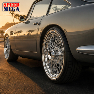 Rueda de alambre cromada con bloqueo central de 16x6 pulgadas, 60 radios, buje de 52 mm, compatible con Jaguar XK, coches deportivos clásicos - Product Image 5