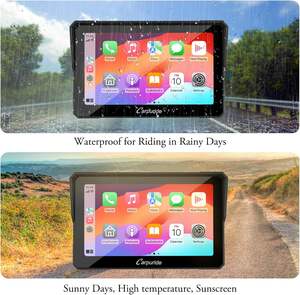 Carpuride W702 Moto 7 pouces Écran tactile étanche GPS Navigation CarPlay/Android Auto Support de guidon Carte mondiale <span class=keywords><strong>Siri</strong></span> - Product Image 5