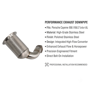 Vortex Heat-Wrapped SS304 Exhaust Downpipe Assembly Featuring Direct Flow Fits Porsche Cayenne 958.1 958.2 - Product Image 1