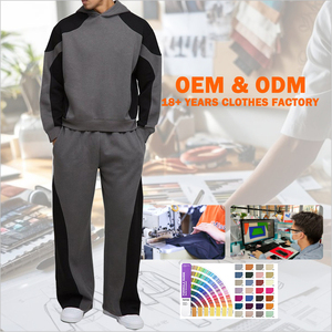Conjunto de pantalones de chándal con capucha de bloque de Color de algodón polar de alta calidad, chándal personalizado para hombre - Product Image 2