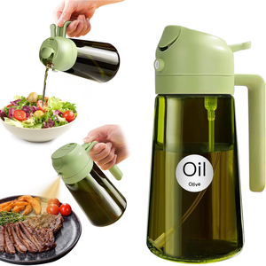 Vaporisateur d'huile d'olive et de vinaigre multifonctionnel 2-en-1 en verre de qualité alimentaire 470 ml (16 oz) anti-goutte pour la cuisine - Product Image 1