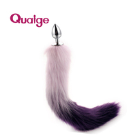 Plug anal vibrant en forme de queue de chat, jouet sexuel, rouge et violet, en acier inoxydable et cristal, 100% étanche, 6cm*46cm