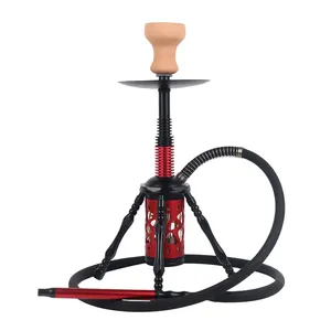 Yiqian Hot Sale High Quality 42.5 cm Aluminum Material Custom Logo Tobacco Accessories Red Hookah Shisha with LED Light