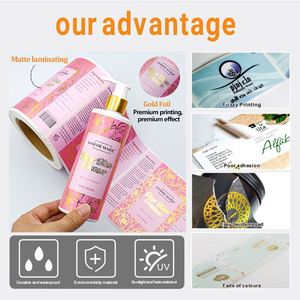FX Roll Private <b>Waterproof</b> Vinyl Food Cosmetic Product Bottle Label Printing Gold Foil Logo Stickers for Packaging Label - Product Image 4