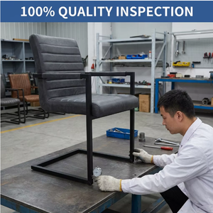 Fauteuils de salle à manger en PU pour salon, avec pieds en tube métallique, revêtement en cuir poudré, fauteuils d'accueil pour réunions et cuisine, vente directe usine - Product Image 3