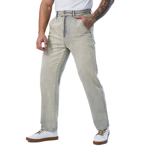 Light High Waisted Straight Jeans For Men Casual Denim Pants