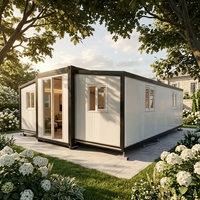 Maison Modulaire Préfabriquée Extensible en Conteneur, Panneau Sandwich, Mini-Villa Extensible, Étanche et Ignifuge, Maison Préfabriquée 2-3 Chambres
