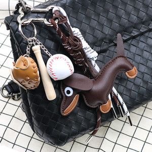 New Cartoon Sausage Dog Shaped Keychain Bag Pendant Personalized Leather Metal <strong>Dachshund</strong> Hanging Decoration <strong>Gift</strong> - Product Image 2