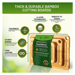 Juego de Tablas de Cortar de Bambú Premium para Preparación de Alimentos, Utensilios de Cocina Ecológicos con Servicio OEM - Product Image 2