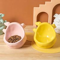 Keramik-Wassernapf für Haustiere mit Breiter Öffnung und Schrägdesign zur Nackenstützung, Schweinchen-Muster im Cartoon-Stil für Katzen und Hunde