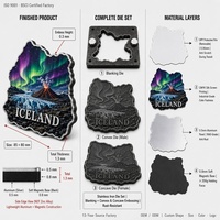 Imán de Recuerdo de la Aurora de Islandia con Diseño Personalizado de Fábrica, Imán para Refrigerador de Aluminio de 1.3 mm de Grosor, Imán para Refrigerador con Relieve 3D