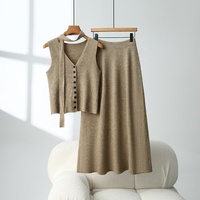 Ensemble robe pull trois pièces en crochet pour femme, style parfumé, inspiré des dramas coréens, idéal pour la fin de l'automne et l'hiver