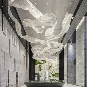 Lustre en verre de style moderne, luminaire suspendu LED avec un angle de faisceau de <span class=keywords><strong>50</strong></span>°, 20 kg, robuste, pour hall d'hôtel/villa, montage au plafond - Product Image 1