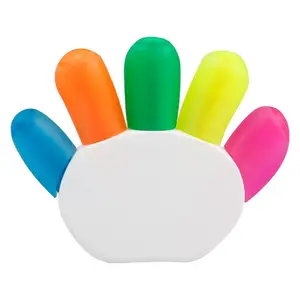 Nouveauté stylo marqueur fluorescent logo personnalisé en forme de doigts surligneur stylo avec 5 couleurs