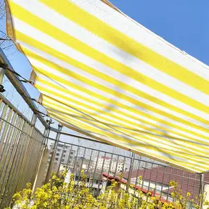 2 x 2 m Gelb-Weißgestreiftes Schattennetz Sonnenschutznetz dichtes Hofzubehör Netz Sichtschutz